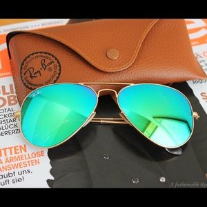 RAY BAN green flash aviator glasses OPEN TO OFFERS