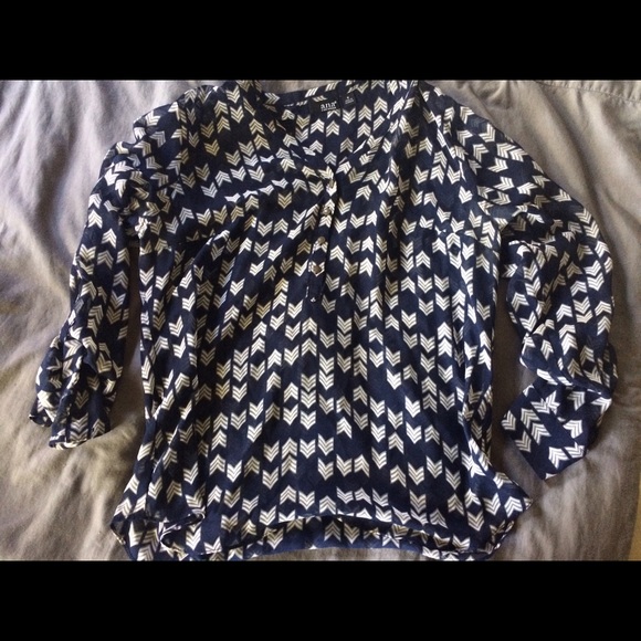 Navy Arrow Popover Blouse