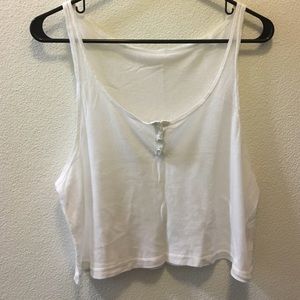 Brandy melville white ribbed crop flowy tank top