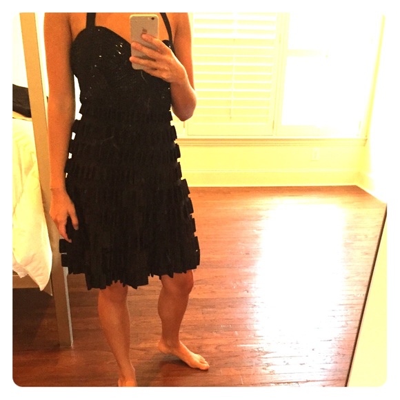 Herve Leger A-line black dress
