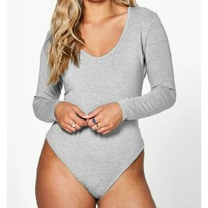 SOLD Grey V-neck bodysuit