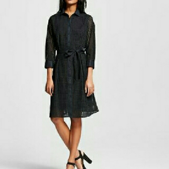 Black Eyelet Shirt Dress