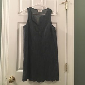 Everly scallop edge denim dress