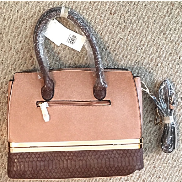 Boutique Bags - Storage Compartment Vegan Leather Two Tone Tote Boutique Bags - Storage Compartment Vegan Leather Two Tone Tote