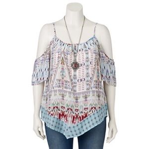 Cold shoulder top with necklace