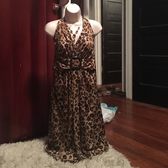 V neck NEW leopard dress.