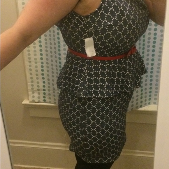 Charlotte Russe Chambray Peplum Dress w/ Belt - Picture 2 of 4