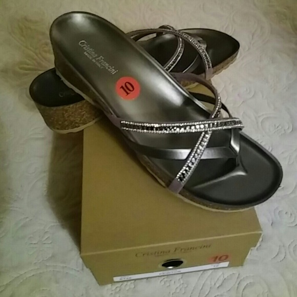 Pewter Bling sandles...NEW..Made in ITALY