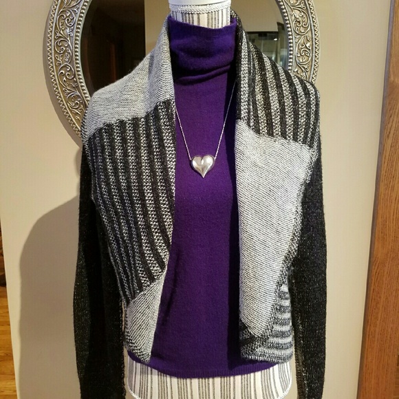 Cabi Sweaters - Cabi Charcoal & Light Grey Patchwork Cardigan