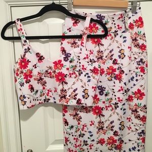 New express crop top with matching skirt