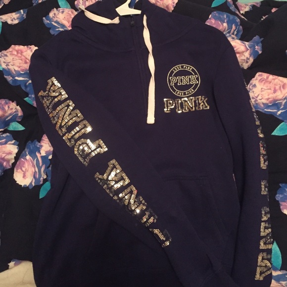 RARE VS PINK navy blue bling hoodie