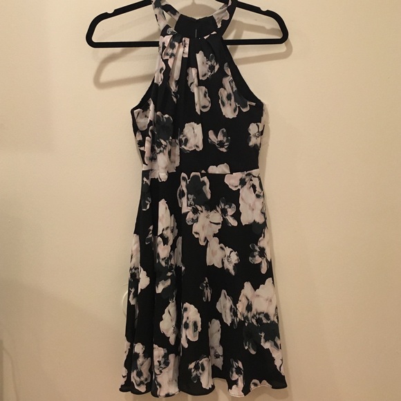 Express Black floral high neck dress