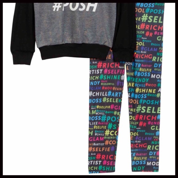 POSH GRAPHIC PRINT SWEATSHIRT TOP & LEGGINGS SET - Picture 6 of 7