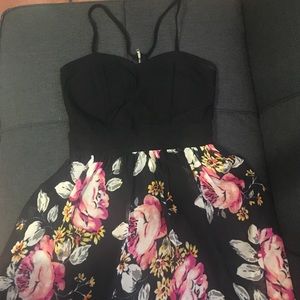 Black Floral Corset Hi-Low XS Dress