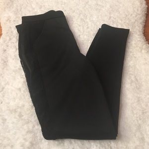 Black pants with lace see through sides