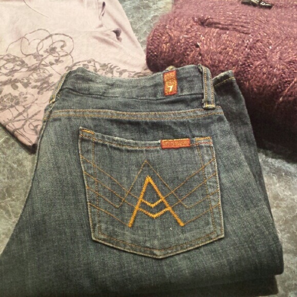 7 for all mankind boot cut blue jeans