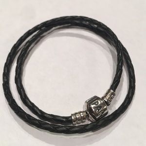 Pandora Braided Leather Double Wrap Bracelet