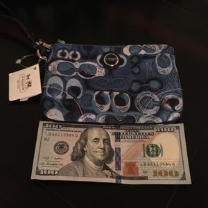 Brand new Coach 'Poppy' denim wristlet