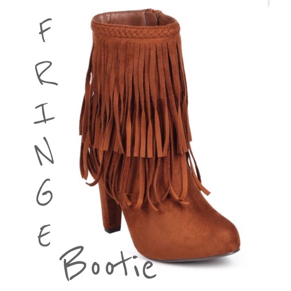 Last pair✨New| BROWN STILETTO FRINGE BOOTS - Picture 3 of 5