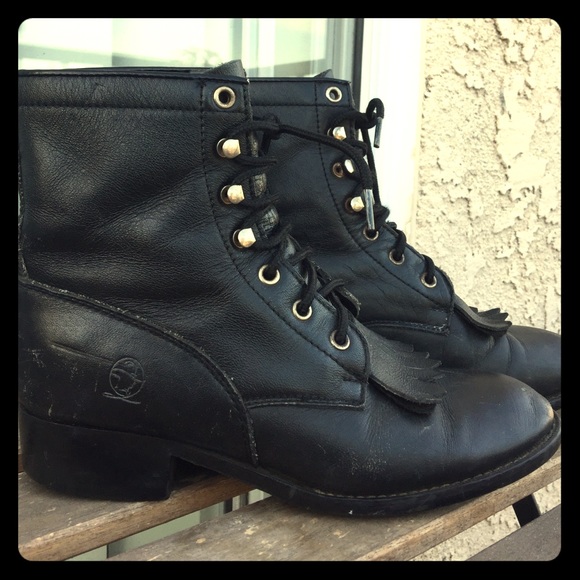 Black leather riding boots