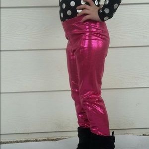 Pink metallic leggings