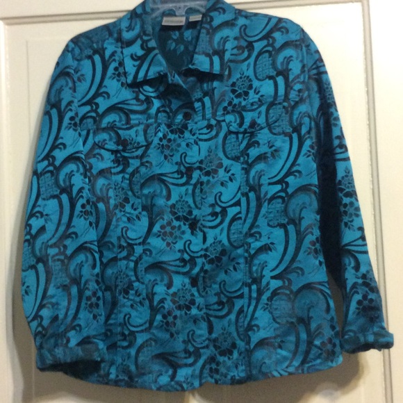 Chico's size 2/Large Turquoise silk/Rayon blouse