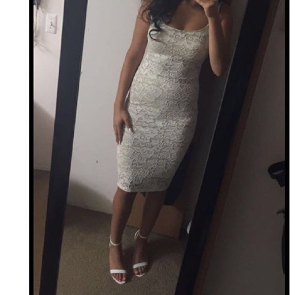 Hotmaimistyles midi white and nude dress. Midi