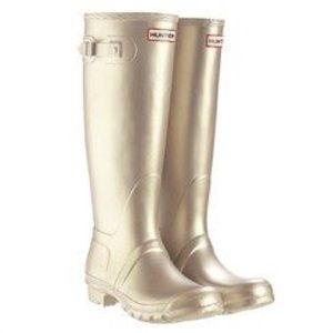 Gold metallic tall Hunter rain boots