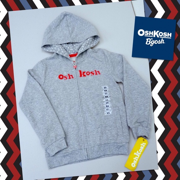 NWT Osh Kosh Girl Hoodie. Gray. Size 6X.