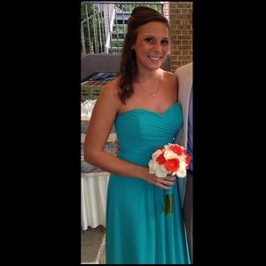 B2 by Jasmine teal bridesmaids dress