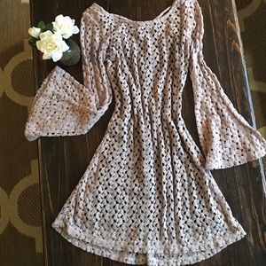 Crochet dress with bell sleeves