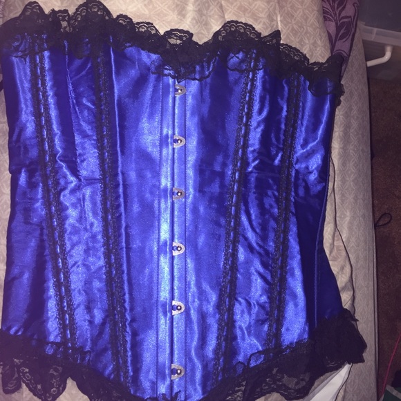 Blue and black corset with lace