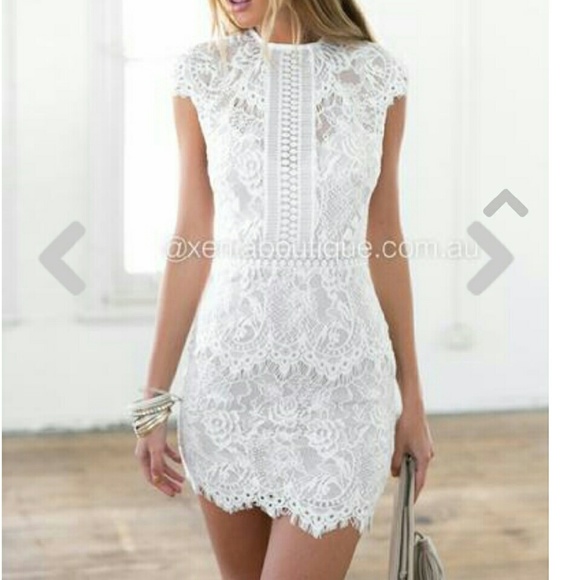 White lace bodycon dress