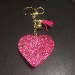 Hot pink blingy heart shaped keychain