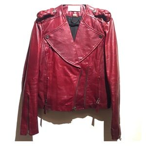 Women's Red Leather Jacket