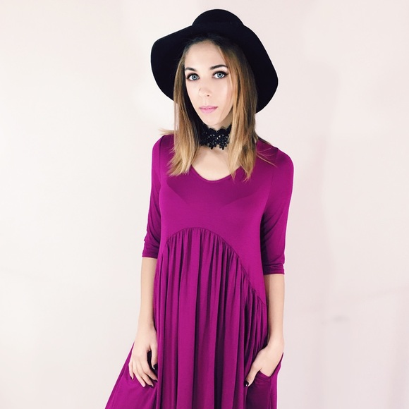 Magenta Midi Dress - Picture 3 of 3