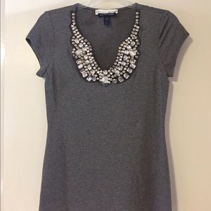 Boston Proper Embellished Gray Top