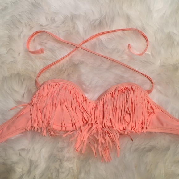 Fringed bikini top, also can be strapless