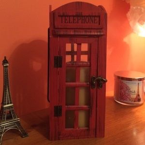 Phone booth candle holder