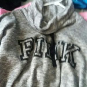 VSPINK Gray cowl neck& dark Teel campus Tee