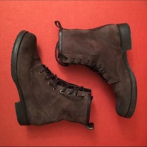 Frye dark brown suede combat boots (size 8.5)