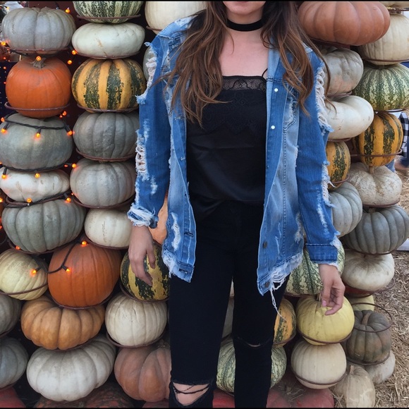 Distressed denim jacket