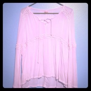 Hollister bell sleeve peasant lace up top