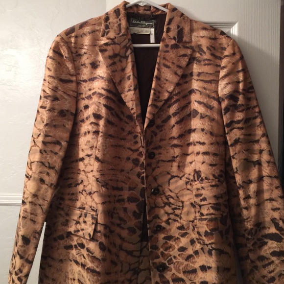 VINTAGE Ferragamo leopard print trench coat.
