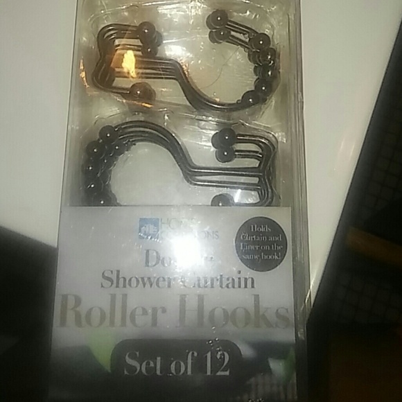 Double shower curtain hooks