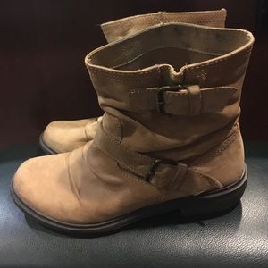 Brown leather Moto boots
