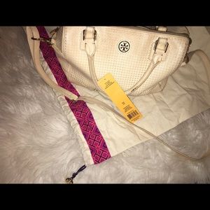 Authentic Tory Burch Robinson Perforated  Satchel