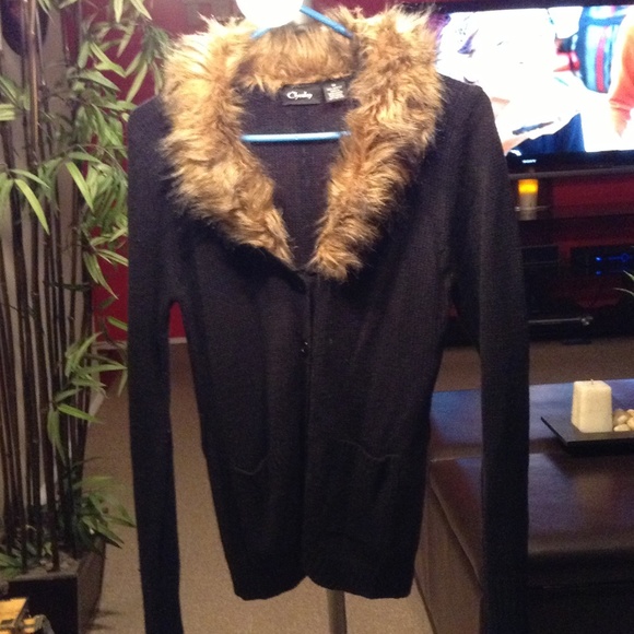 Knitted button down fur sweater - Picture 1 of 2