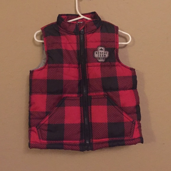 Plaid puff vest
