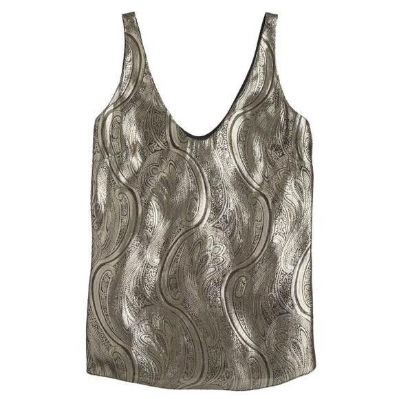 J. Crew Cate cami in gilded paisley lamé NWT sze 6